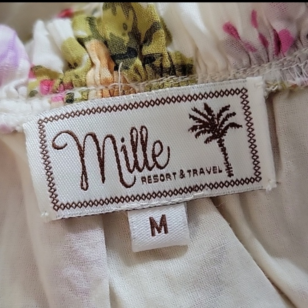 Mille Resort & Travel Floral Puff Sleeve Zoe Trianon Midi Dress Cottagecore MD - Picture 10 of 14